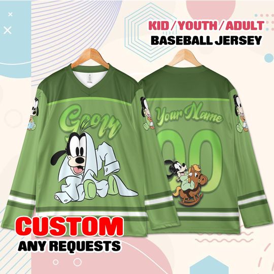 Discover Custom Goofy Hockey Jersey Youth Adult, Personalized Name Number, Birthday Gift Cartoon Hockey Shirt