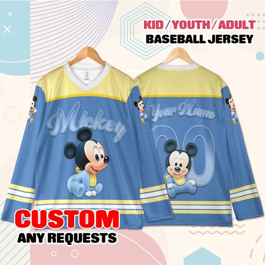 Discover Custom Mickey Hockey Jersey Name Number  Youth Adult Personalized Birthday Hockey Shirt Gift