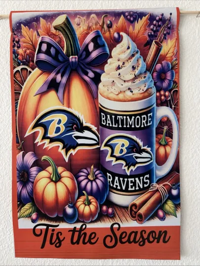 Discover Garden Flag 12x18 Baltimore Ravens football Double Sided Handmade  Autumn Pumpkin