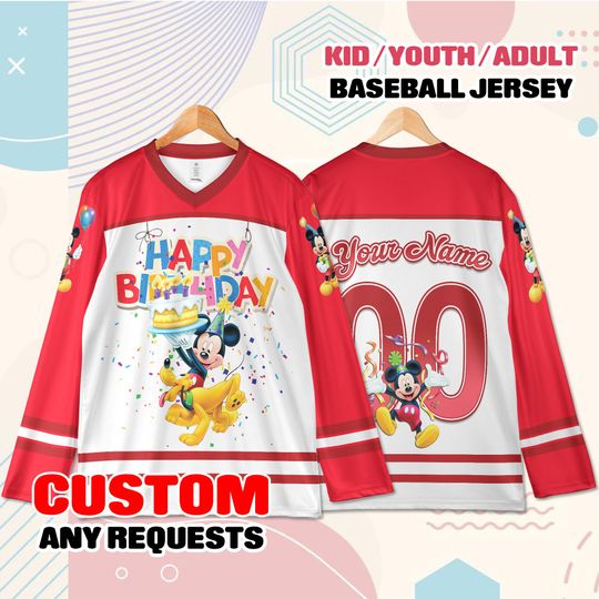 Custom Birthday Hockey Jersey Name Number  Youth Adult Personalized Cartoon Hockey Shirt Gift