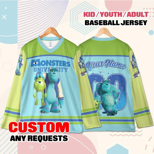 Discover Custom Monsters University Hockey Jersey Name Number  Youth Adult Personalized Cartoon Hockey Shirt Gift