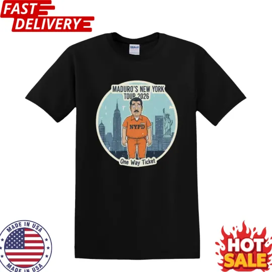 Discover Maduro New York Tour 2026 Political Satire Cartoon T-Shirt