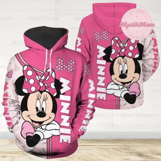 Minnie Hoodie, Minnie Mouse Adult Hoodie, Minnie Trendy Hoodie, Minnie Womens, M