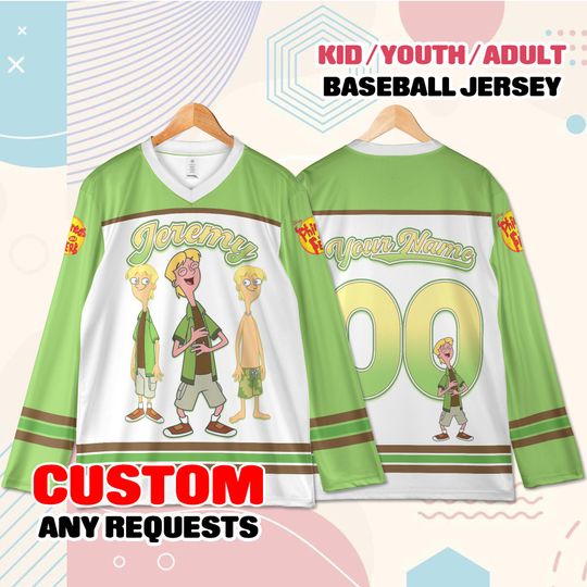 Custom Cartoon Baseball Jersey Name Number  Kid Youth Adult Button Down Baseball Shirt Family Gift