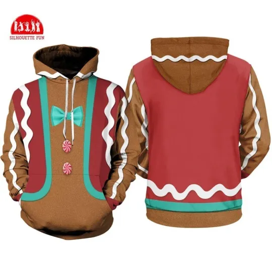 Discover Gingerbread Man 3D Full Over Print Hoodie, Gingerbread Cookie Costume Shirt, Gin