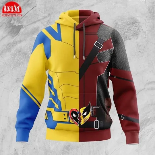 Deadpool Wolverine Full Over Print Costume Hoodie, Wolverine Cosplay Shirt, Xmen
