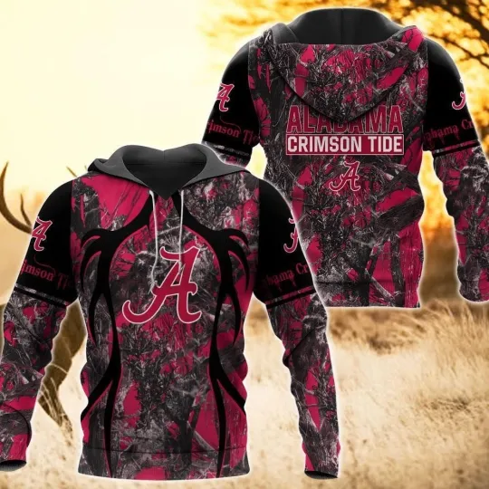 Discover Albm Crimson Team Tide Camo Hunting 3D Printed Sweatshirt Hoodie