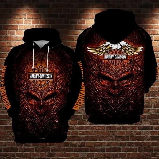 Discover Harrley Motor Racing Davidsonn Skull Wings 3D Hoodie – Biker Gear for Men