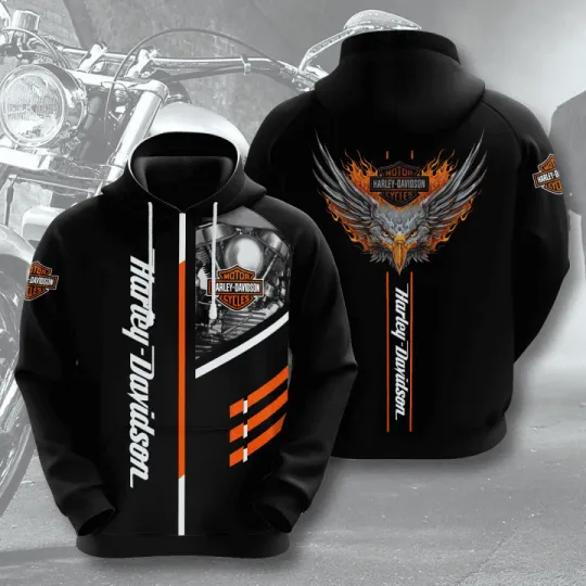 Discover Harrley Motor Racing Davidsonn Eagle Flame Hoodie – Ride with Power & Freedom