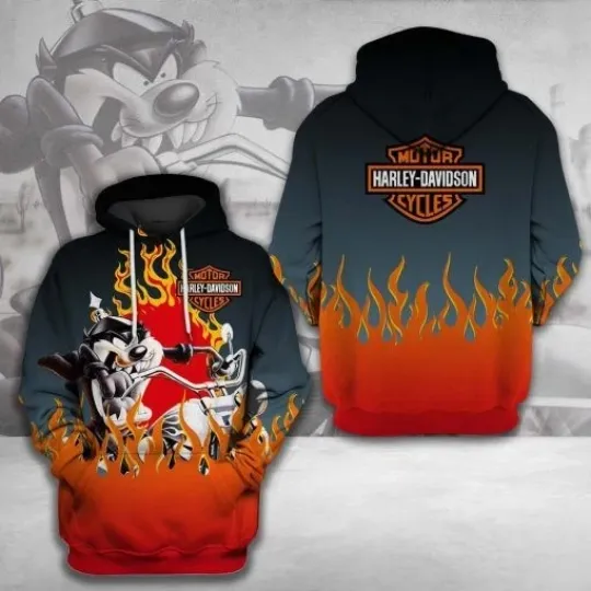 Harrley Motor Racing Davidsonn Flames Hoodie – Taz the Tasmanian Devil Graphic
