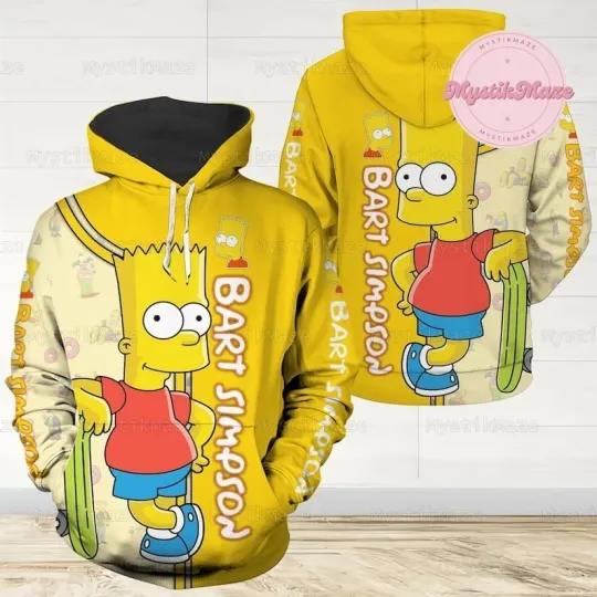 Discover Bart Simpson Hoodie, Bart Simpson 3D Hoodie, The Simpson, Bart Simpson Adult Hoo