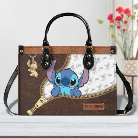 Discover Stitch Leather Handbag, Disney Lilo and Stitch Bag, Cute Gift for Women