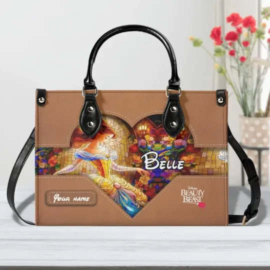 Personalized Leather Handbag, Disney Belle