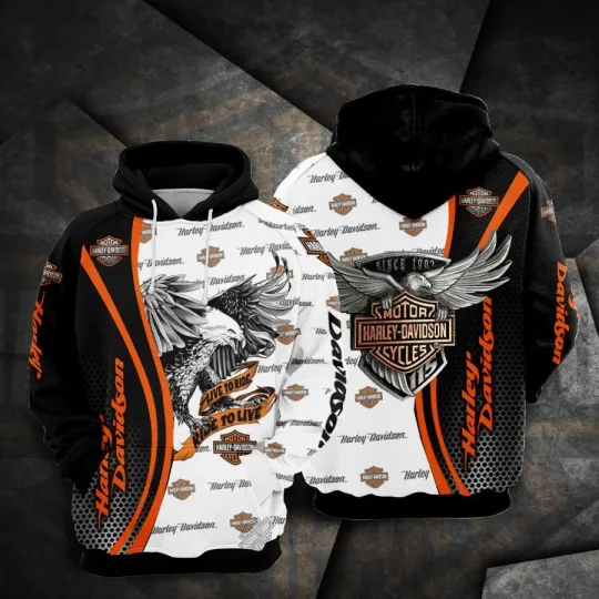 Discover Harrley Motor Racing Davidsonn "Ride To Live" Eagle Skull Hoodie – Biker Street