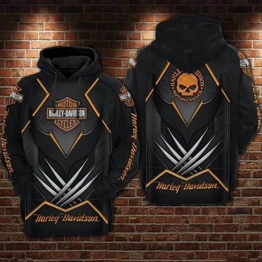 Harrley Motor Racing Davidsonn Wolverine Claw Hoodie – Black & Orange Armor Shirt