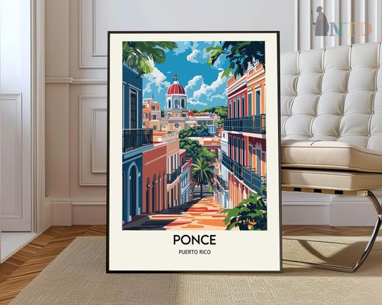 Discover Ponce Puerto Rico Poster, Colorful Architecture Travel Art Print