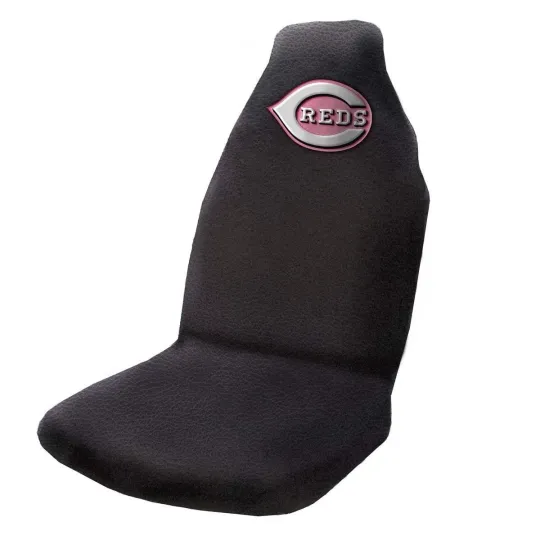 Discover Cincinnati Reds Premium Embroidered Black Auto Bucket Seat Cover, 48x20 Inch,...