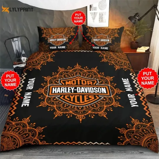 Discover H Davidson Motorcycle Design Duvet Cover Bedding Set