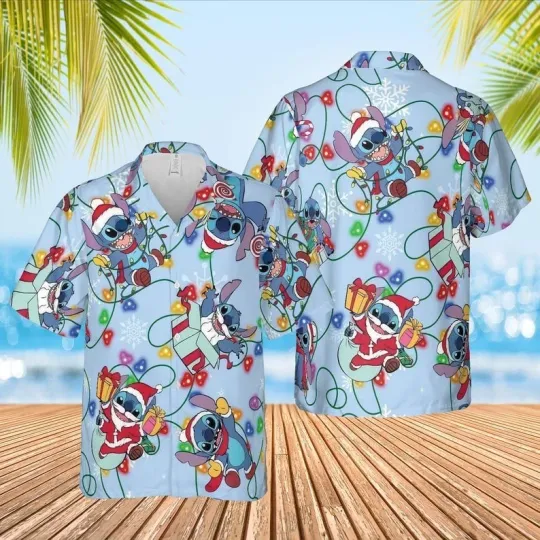 Discover Disney Christmas Stitch Hawaiian Shirt, Disneyland Stitch Hawaii Shirt, Winter S