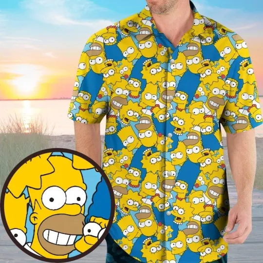 The Simpsons Hawaiian Shirt, Cartoon Family Summer Outfit, Springfield Retro Shi