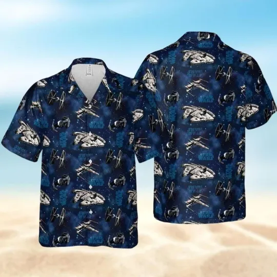 Discover Star Wars Hawaiian Shirt, Star Wars Button Shirt, Disney Beach Shirts, Spaceship