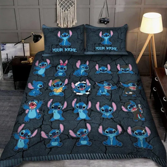 Discover Stitch Bedding Set, Personalized Duvet Cover, Disney Bedroom Decor