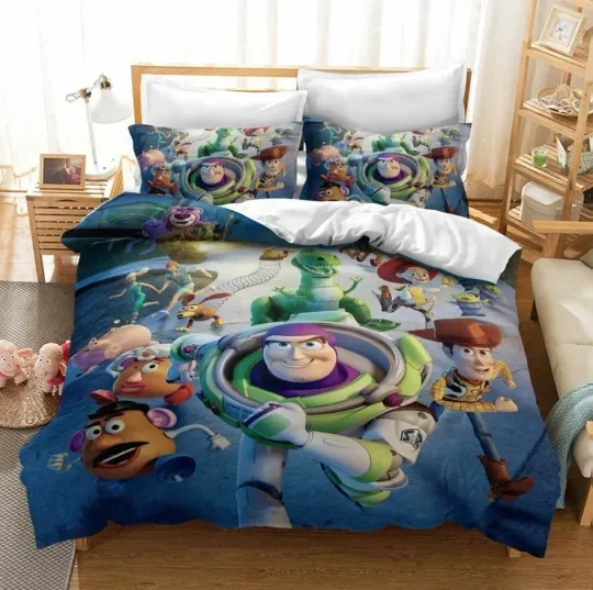 Toy Story Bedding Set for Single, Double, Queen, and King Size with Buzz and Woody Bed Cover