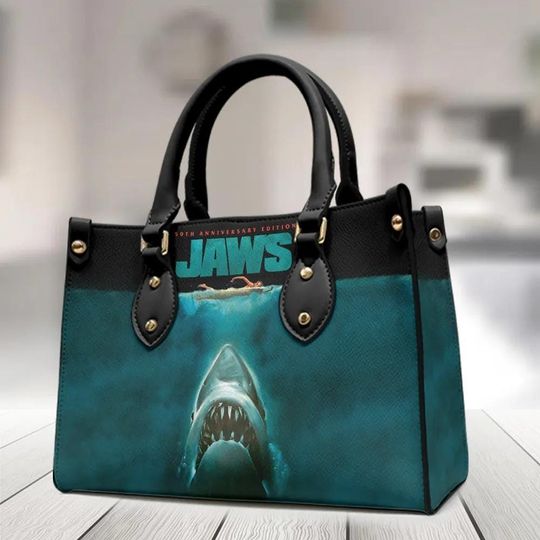 Jaws Movie Leather Bag, Jaws 50th Years Anniversary Women Handbag, Shark Horror Fan, Gift For Her