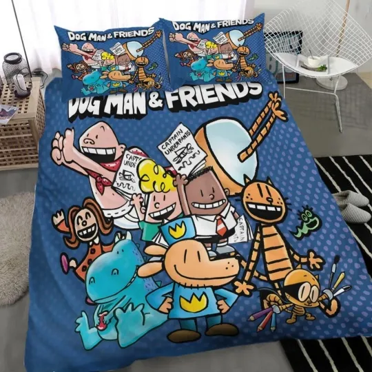 Cartoon Dog Man Bedding Set Twin and Queen Size Duvet Cover for Boys and Girls
