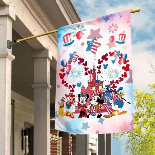Discover Mickey & Friends 4th of July House Flag - American Independence Decorative Flag