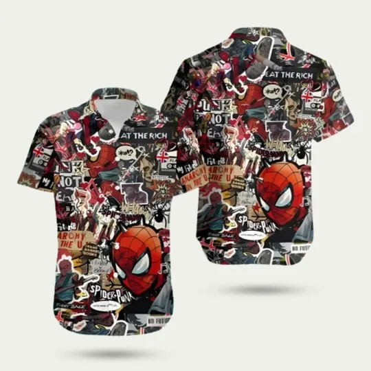 Discover Spider Man Multiverse Mask Black Hawaiian Shirt, Unisex Adult, Size S-5XL