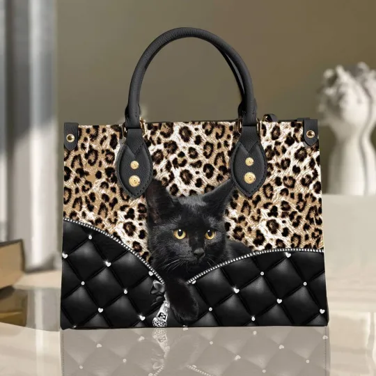 Discover Black Cat Leather Handbag, Animal Handbag, Cat Lover's Handbag Gift