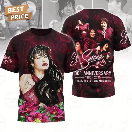 Discover Selena 30th Anniversary 1995-2025 Thank You 3D T-Shirt