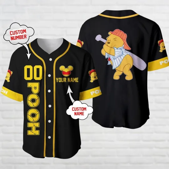 Discover Personalized Pooh Bear Jersey Disney Pooh Bear Baseball Shirt