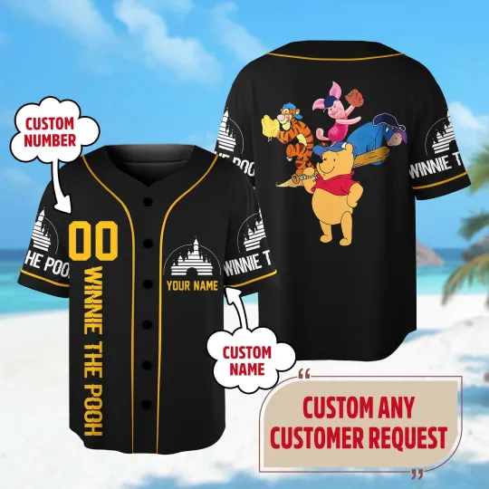 Discover Custom Winnie the Pooh Baseball Jersey Tigger Piglet Eeyore Baseball Team