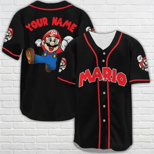 Discover Personalized Mario Baseball Jersey Super Mario Baseball Shirt Video Game Jersey