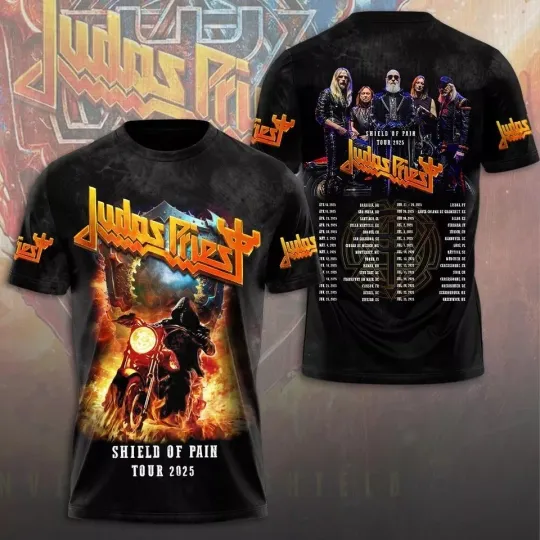 Discover Judas Priest 3D t shirt shield of pain tour 2025
