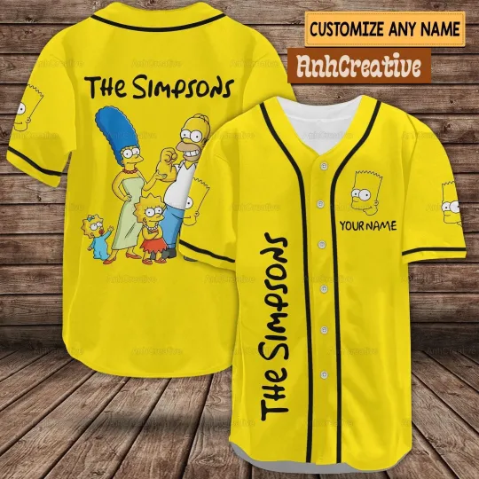 Custom The Simpsons Baseball Shirt The Simpsons Shirt The Simpsons Jersey Shirt