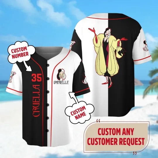 Discover Custom Cruella de Vil Baseball Jersey 101 Dalmatians Baseball Jersey Team