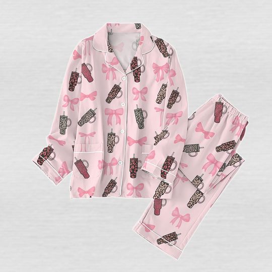 Discover Obsessive Cup Disorder Valentine Pajamas Set, Coquette Bow Holiday Pajamas, Matching Pajamas Set, Love Cup Women Pajamas, Gift For Her