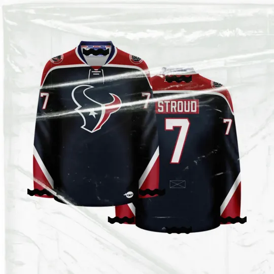 Discover HOTexans Navy Crossover Hockey Jersey - Stroud