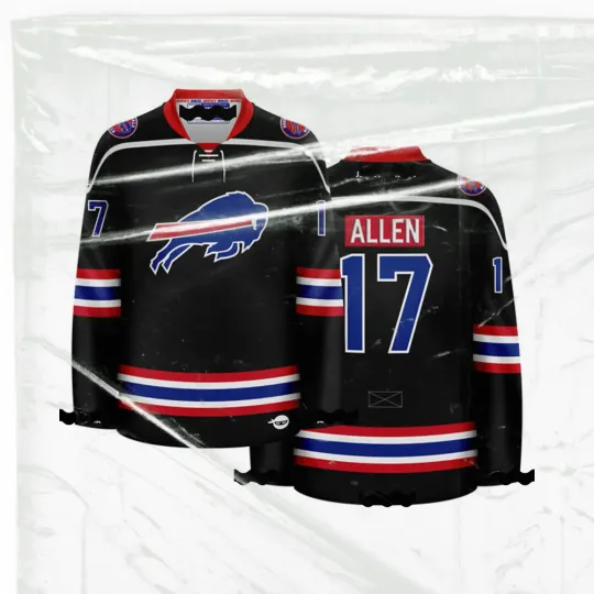 Discover Buffa.BIlls Black Crossover Hockey Jersey - Allen