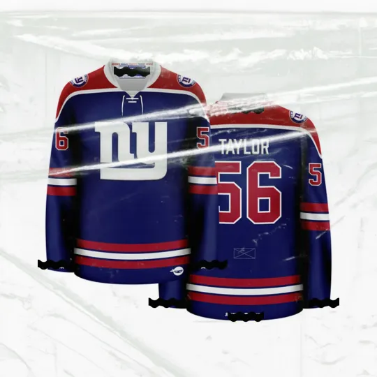 Discover NYGi.ants Blue Lawrence Taylor Crossover Hockey Jersey