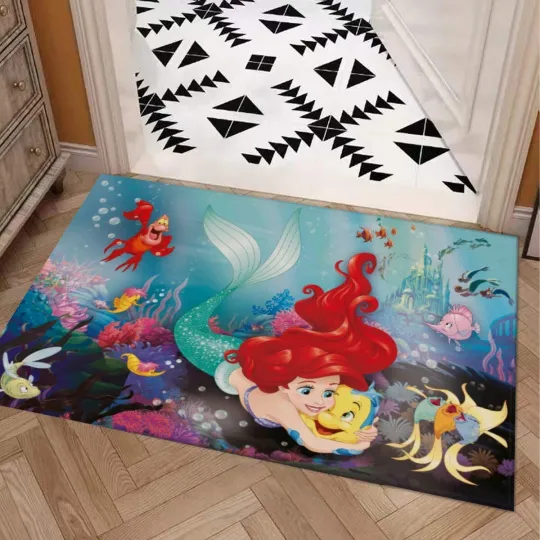 Discover The Little Mermaid Print Door Mat Kitchen / Bathroom With Non-slip Backing