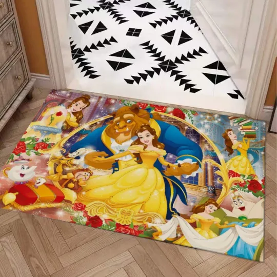 Discover Disney Beauty And The Beast Print Doormat Rug Carpet With Non-slip Backing
