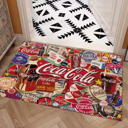 Discover Co Cola Vintage Classic Print Doormat Rug Carpet With Non-slip Backing