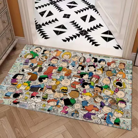 Peanuts Snoop Characters Print Doormat Rug Carpet With Non-slip Backing