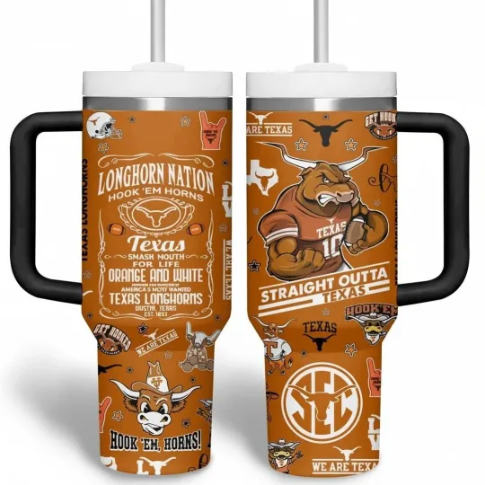 Discover Texas Longhorns 40oz Tumbler with Handle NCAA College Team Cup