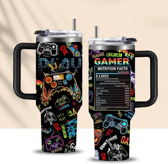 Discover 40oz Gamer Tumbler Cup for Men Boys – Gaming Gift Mug for Teen Son Dad