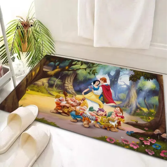 Discover Disney Snow White Dancing Print Doormat Rug Carpet With Non-slip Backing